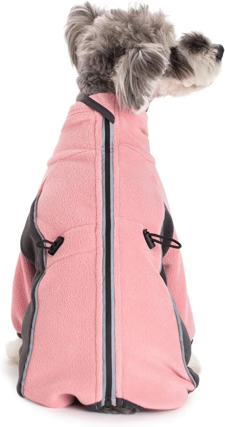 Fleece Coat for Small Medium Dogs - Pullover Pajamas Jumpsuit Bodysuit With Legs, Pet Windproof Warm Cold Weather Jacket Full Body Vest Cozy Snowsuit Apparel Outfit Clothes