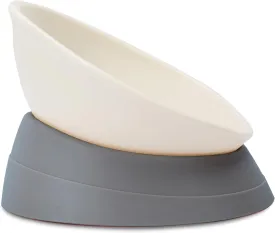 French Bulldog Food Bowl- Slanted Tilted Pug Food Water Bowl,Cat Bowl- Feeder for Frenchie/Shih Tzu/Flat Faced Small Dogs/Puppies/Cats (Grey, 4 Cup)