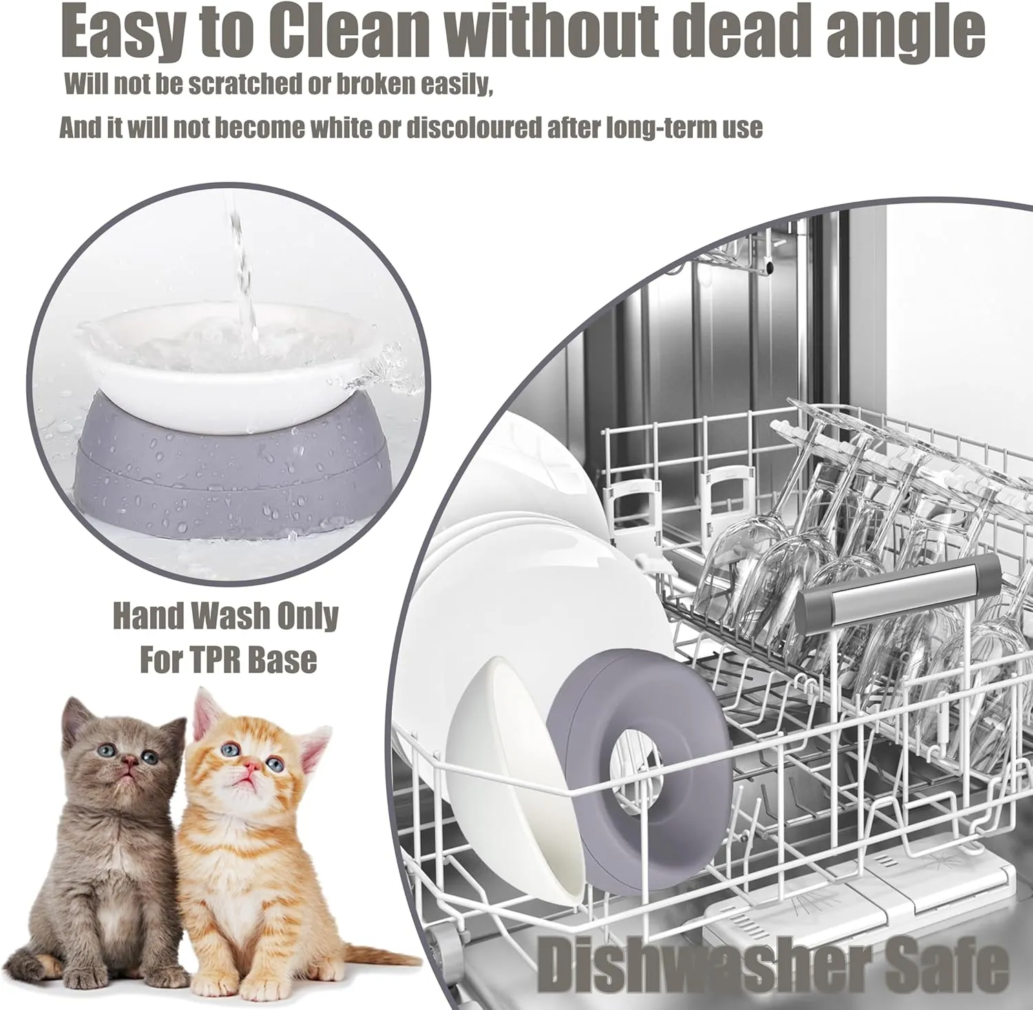 French Bulldog Food Bowl- Slanted Tilted Pug Food Water Bowl,Cat Bowl- Feeder for Frenchie/Shih Tzu/Flat Faced Small Dogs/Puppies/Cats (Grey, 4 Cup)