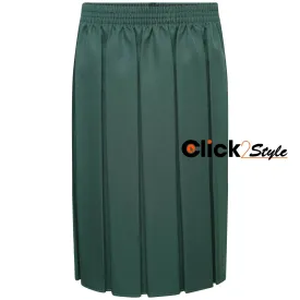 Girls Box School Skirt Full Pleated Full Elasticated Waist -Green