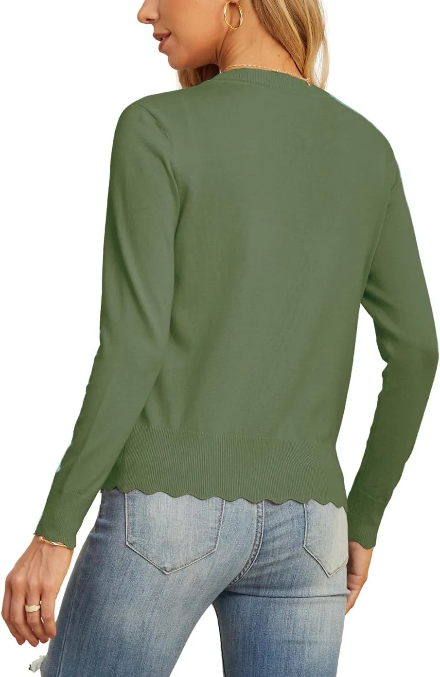 GRECERELLE Women's Long Sleeve V-Neck Button Down Cardigan Knit Shrugs Sweater