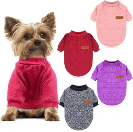 HYLYUN 4 Pieces Dog Sweaters for Small Dogs, Chihuahua Sweater Puppy Sweatshirt Pet Dog Classic Knitwear Sweater Warm Winter Dog Clothes Doggie Sweater Pullover S