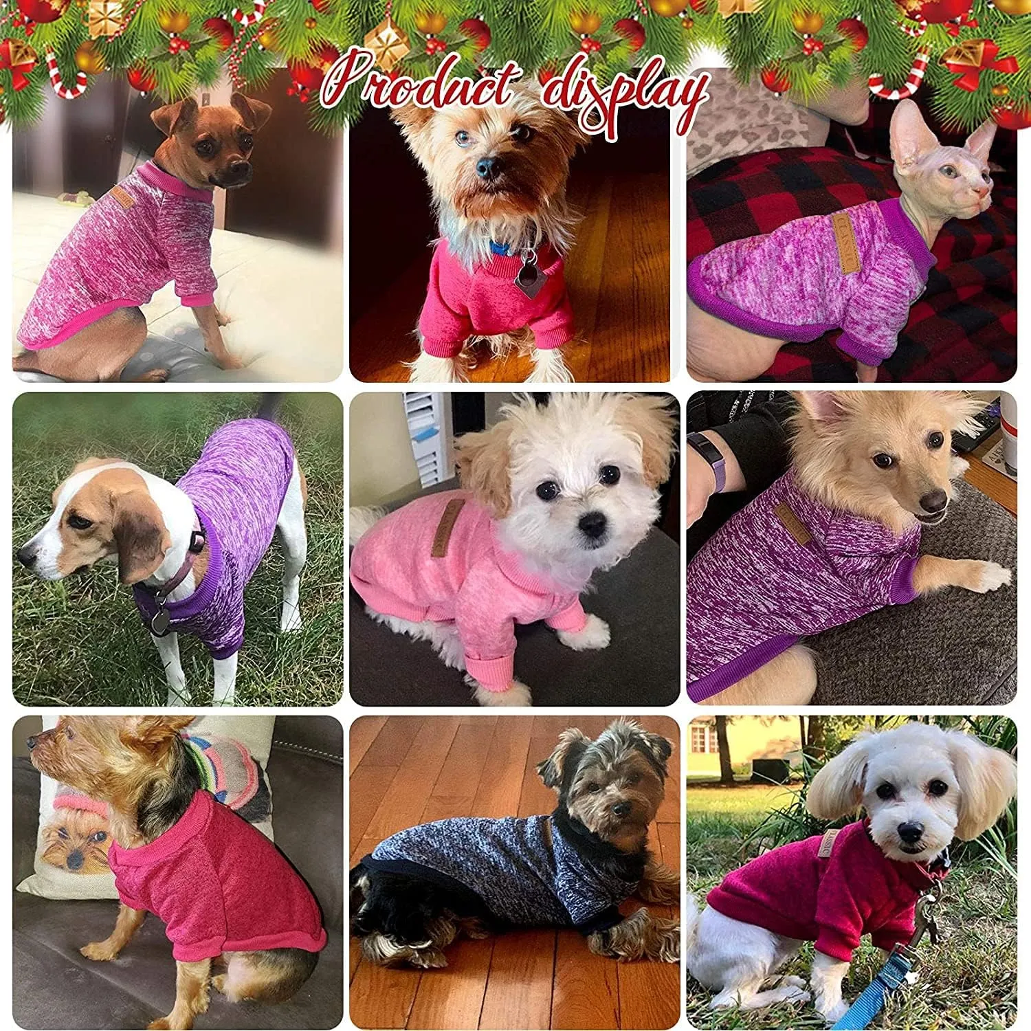 HYLYUN 4 Pieces Dog Sweaters for Small Dogs, Chihuahua Sweater Puppy Sweatshirt Pet Dog Classic Knitwear Sweater Warm Winter Dog Clothes Doggie Sweater Pullover S