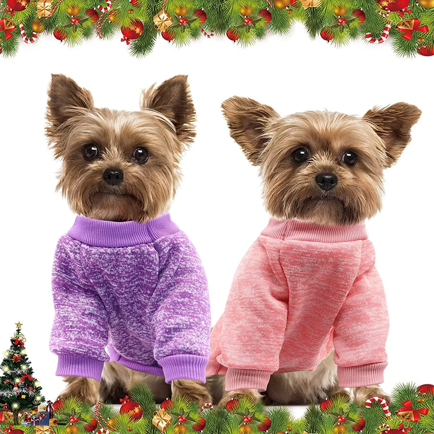 HYLYUN 4 Pieces Dog Sweaters for Small Dogs, Chihuahua Sweater Puppy Sweatshirt Pet Dog Classic Knitwear Sweater Warm Winter Dog Clothes Doggie Sweater Pullover S