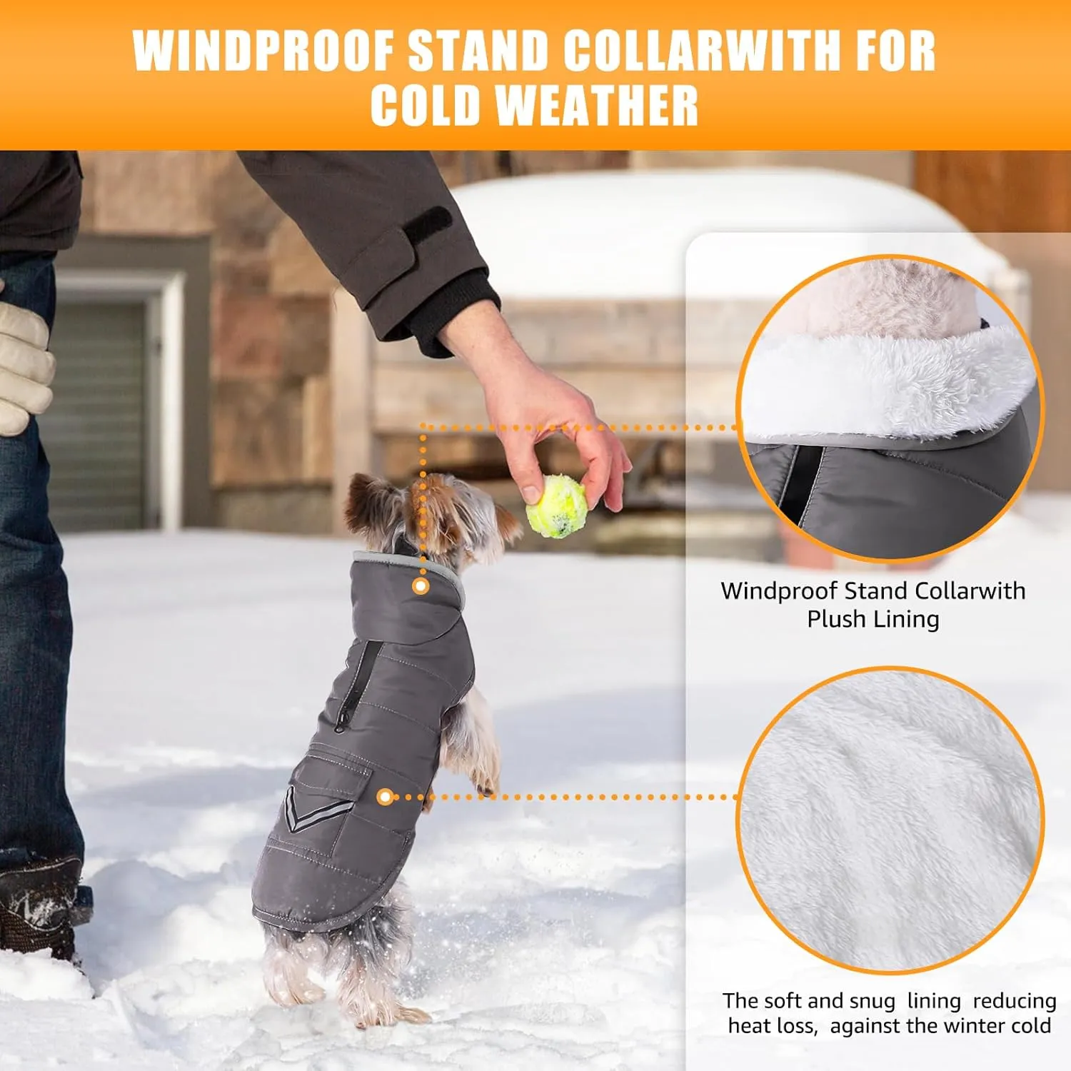 iBuddy Dog Winter Coats with Fleece Vest,Waterproof Warm Dog Snow Jacket Windproof, Reflective Adjustable Pet Dogs Cold Winter Coat for Dogs Girl Boy