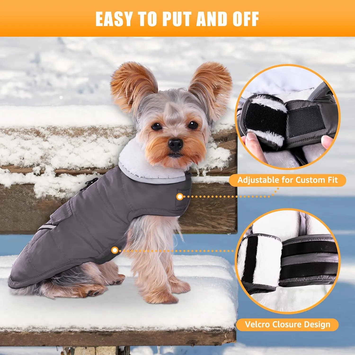 iBuddy Dog Winter Coats with Fleece Vest,Waterproof Warm Dog Snow Jacket Windproof, Reflective Adjustable Pet Dogs Cold Winter Coat for Dogs Girl Boy