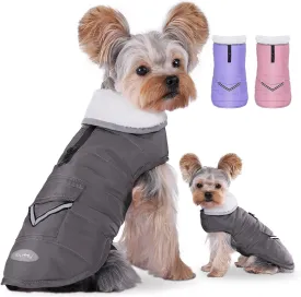 iBuddy Dog Winter Coats with Fleece Vest,Waterproof Warm Dog Snow Jacket Windproof, Reflective Adjustable Pet Dogs Cold Winter Coat for Dogs Girl Boy