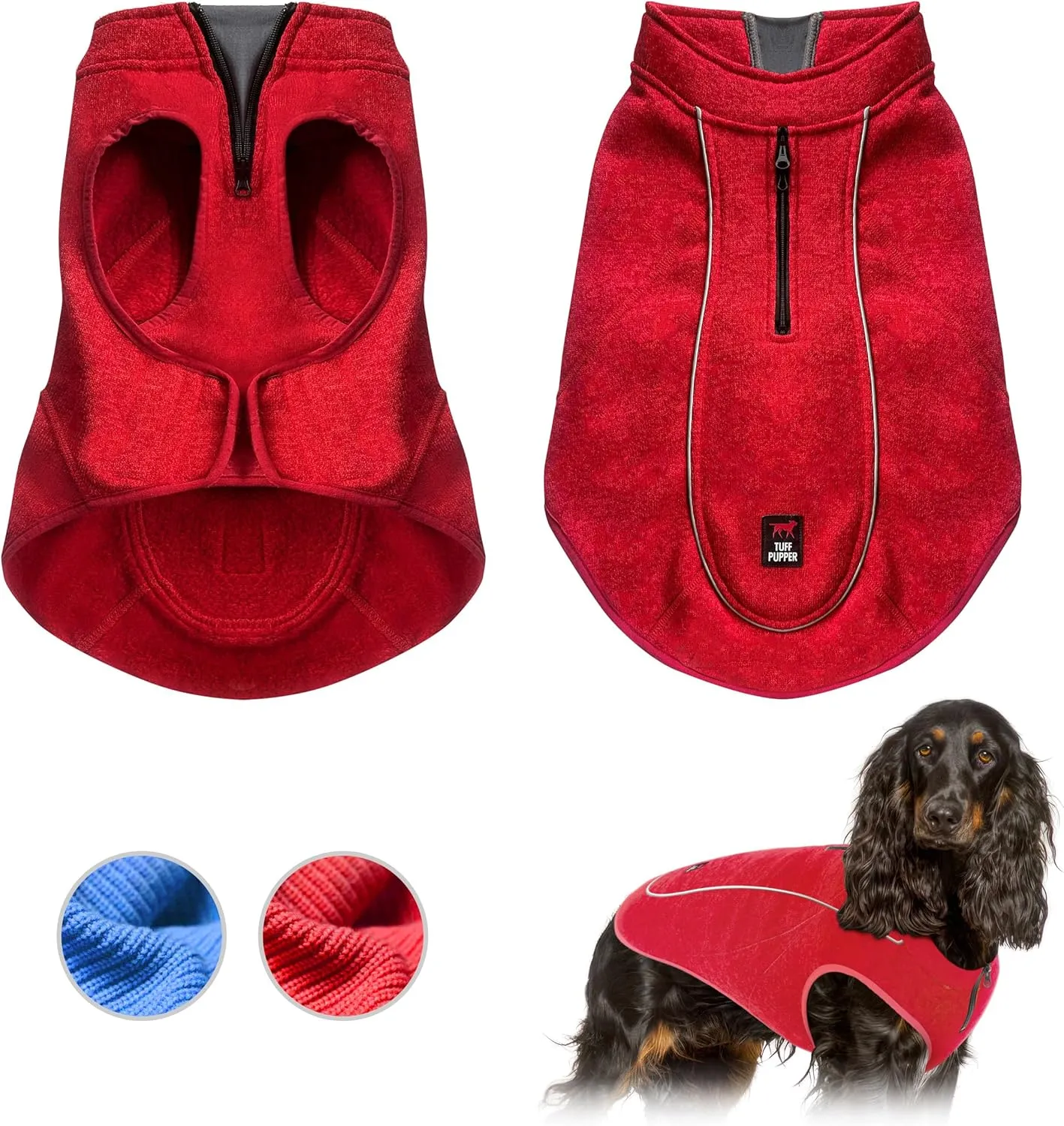 Insulated Fleece Sweater for Dogs | Lightweight Warm Dog Vest | Zipper Port for Harness | Cold Weather Winter Jacket | Rain Snow Repellant Coat | Adjustable for Small Medium Large Girl Dogs (Red/M)