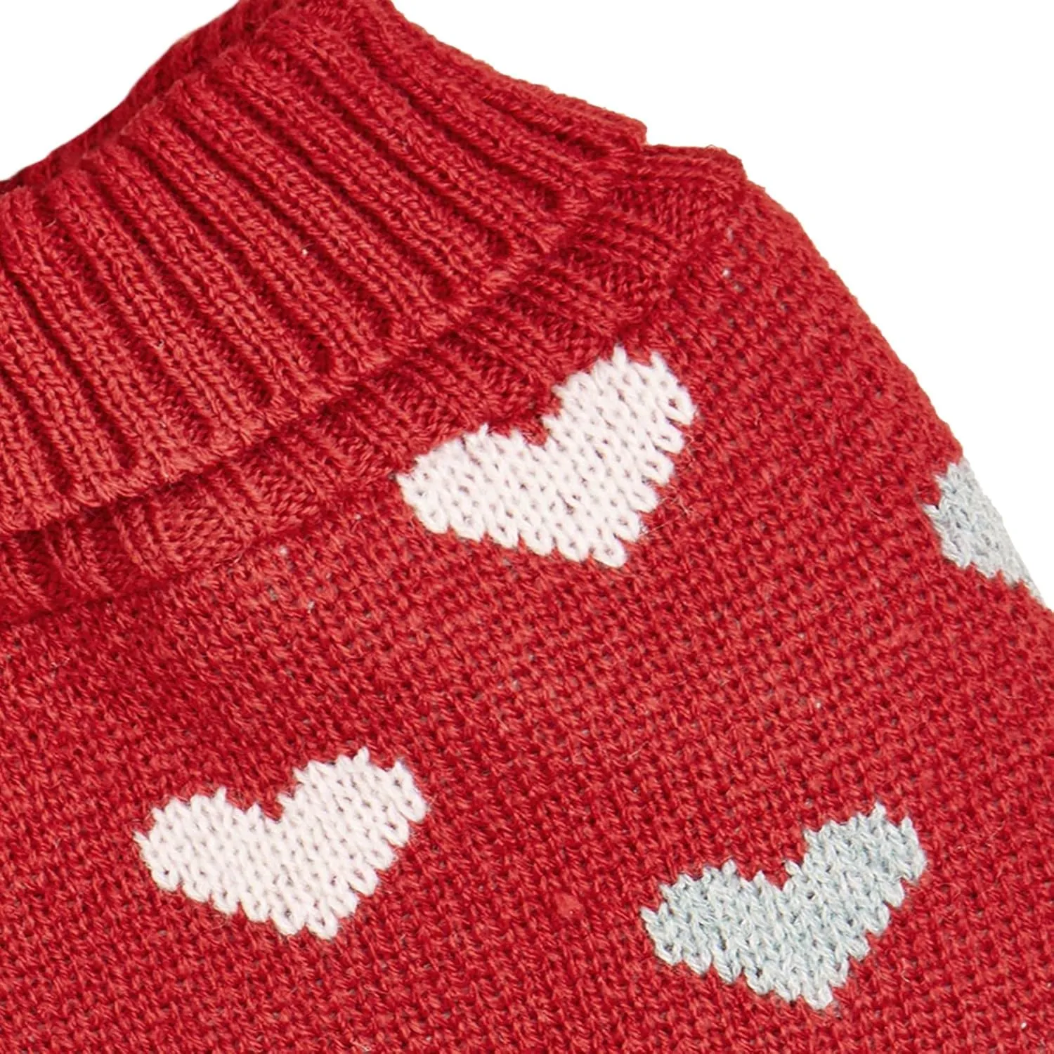 Jecikelon Heart Dog Sweater Dress Valentine's Day Puppy Clothes Knit Turtleneck Pet Outfits Warm Doggy Cat Winter Sweater Dresses for Small Dogs Girl (Medium, Red)