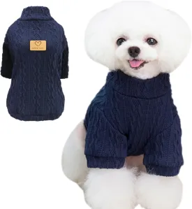 Jecikelon Small Knitted Dog Sweater Warm Puppy Winter Clothes Doggie Pullover Sweaters Pet Knitwear (Navy1, X-Small)