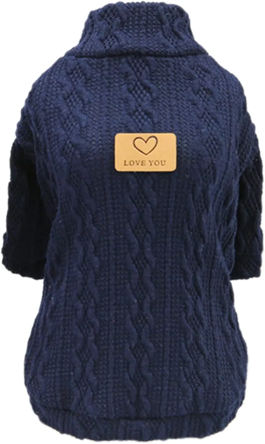 Jecikelon Small Knitted Dog Sweater Warm Puppy Winter Clothes Doggie Pullover Sweaters Pet Knitwear (Navy1, X-Small)