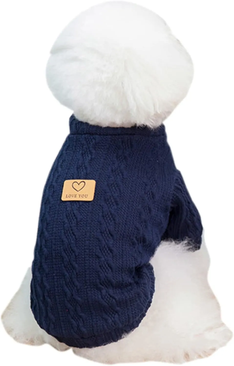 Jecikelon Small Knitted Dog Sweater Warm Puppy Winter Clothes Doggie Pullover Sweaters Pet Knitwear (Navy1, X-Small)