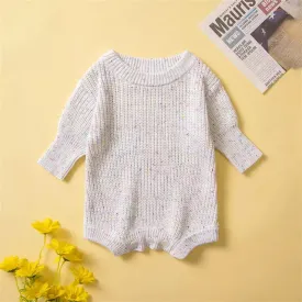 Knit Sweater Romper/White
