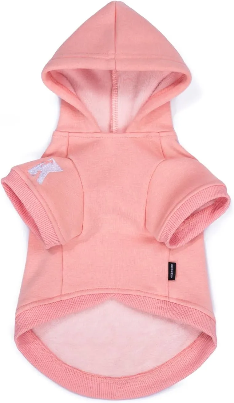 Koneseve Dog Hoodie - Fleece Warm Sweater with Pocket, Soft Clothes for Daily Wear, Basic Hooded Sweatshirts, Winter Coat Clothing, Comfort Tee Shirt Fit for All Breeds Pet - Pink - M