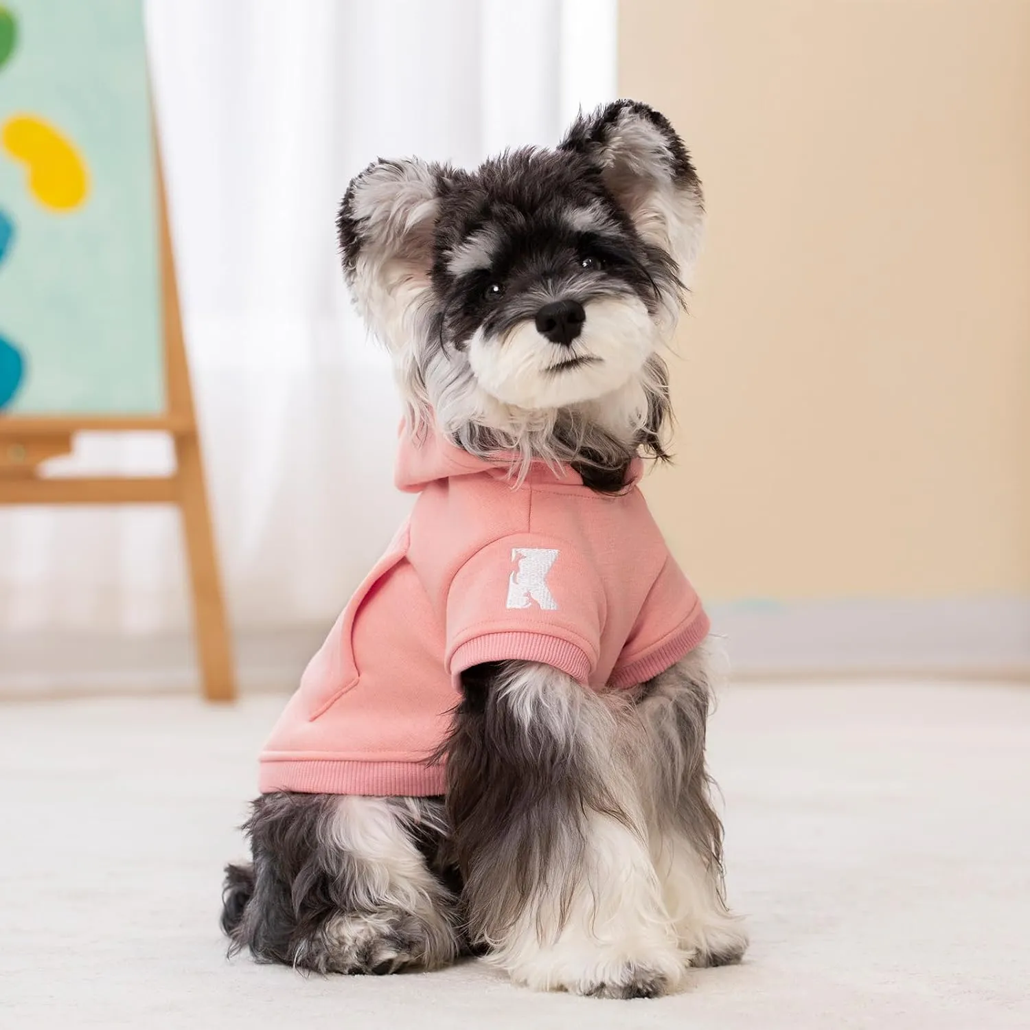 Koneseve Dog Hoodie - Fleece Warm Sweater with Pocket, Soft Clothes for Daily Wear, Basic Hooded Sweatshirts, Winter Coat Clothing, Comfort Tee Shirt Fit for All Breeds Pet - Pink - M