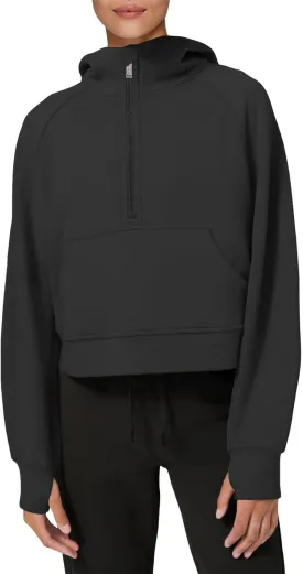LASLULU Womens Fleece Hoodies Pullover 1/2 Zip Up Sweatshirts Long Sleeve Sweater Workout Jacket Fall Outfits 2024 Thumb Hole