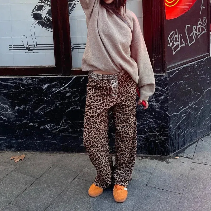 Leopard Print Casual Boxer Pants