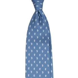 Light Blue Silk Tie with White Paisley