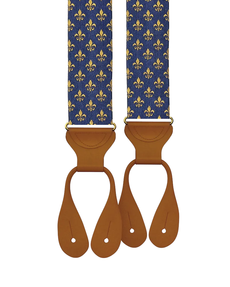 Limited Edition<br>Parisfal Silk Suspenders - Navy