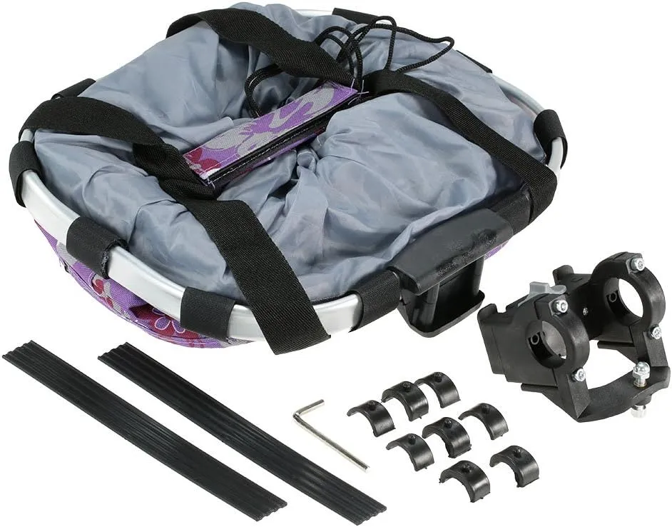 Lixada Bike Basket, Small Pet Cat Dog Carrier Bicycle Handlebar Front Basket Folding Detachable Removable Easy Install Quick Released Picnic Shopping Bag, Max. Bearing: 11lbs