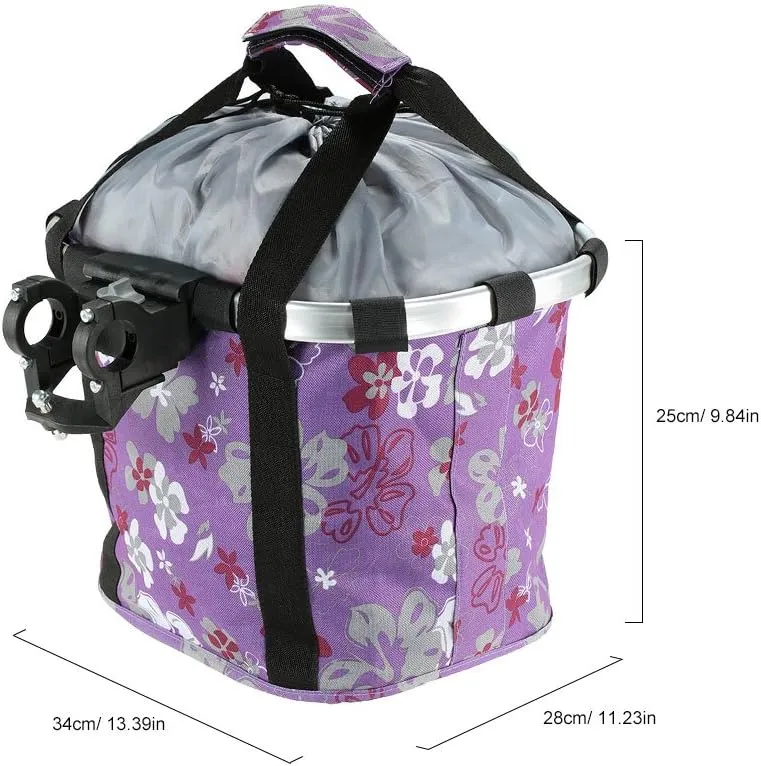 Lixada Bike Basket, Small Pet Cat Dog Carrier Bicycle Handlebar Front Basket Folding Detachable Removable Easy Install Quick Released Picnic Shopping Bag, Max. Bearing: 11lbs