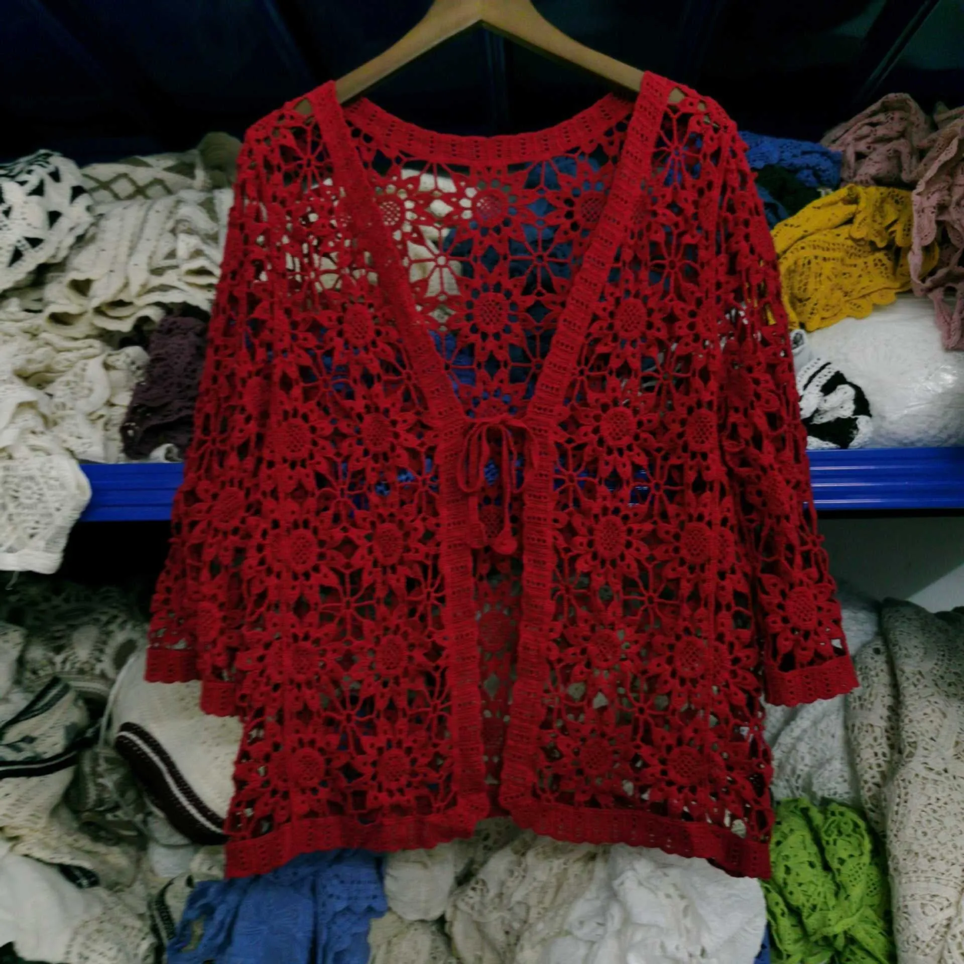 Long Sleeve Floral Crochet Cardigan