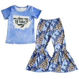 Love my Tribe Leopard Print Western Bell Bottoms Outfit Kids