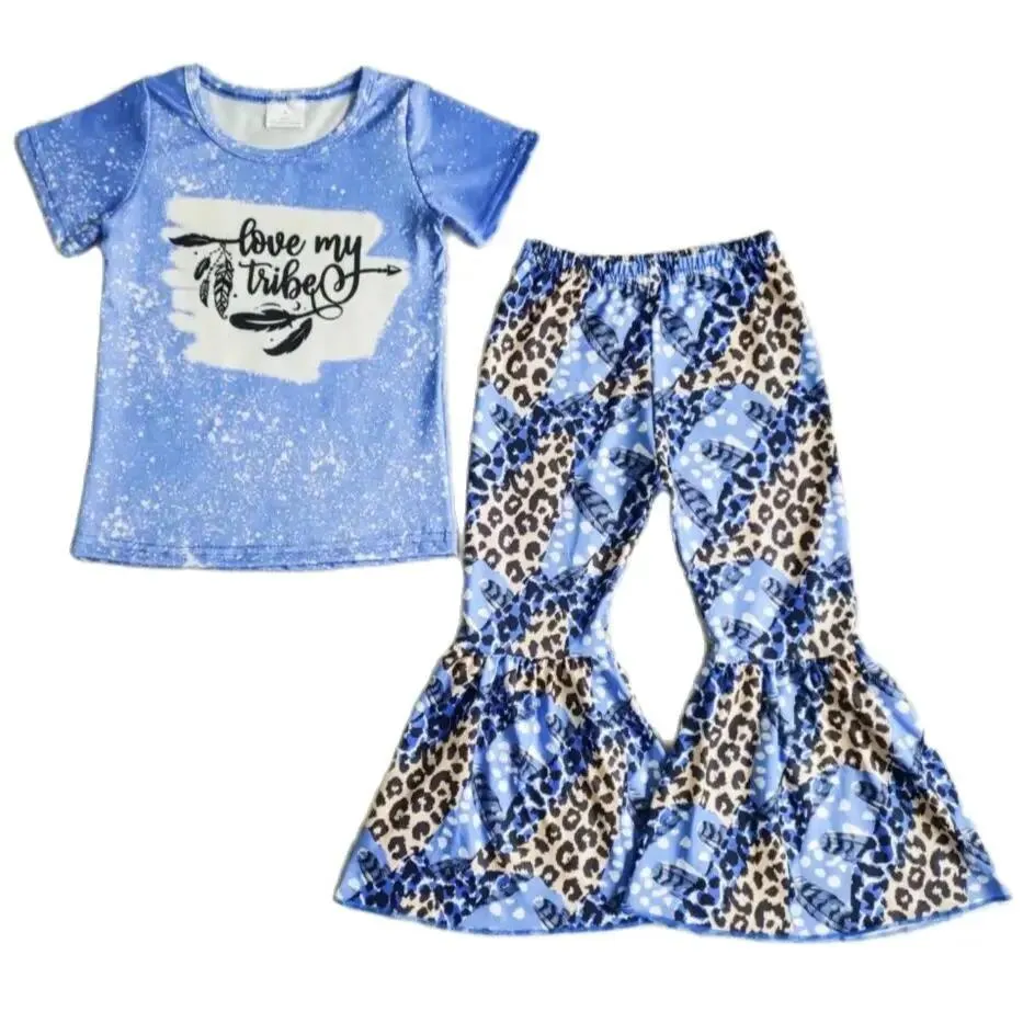 Love my Tribe Leopard Print Western Bell Bottoms Outfit Kids