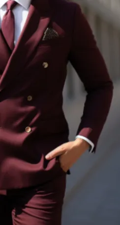 Men's Luxe Burgundy Double-Breasted Suit