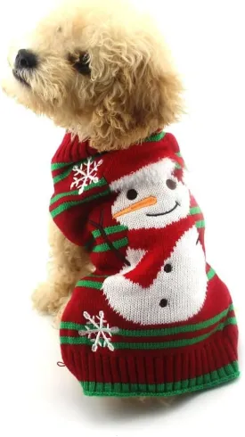 NACOCO Dog Snow Sweaters - Xmas, Holiday & New Year Sweaters for Small Dog and Cat (Snowman, L)