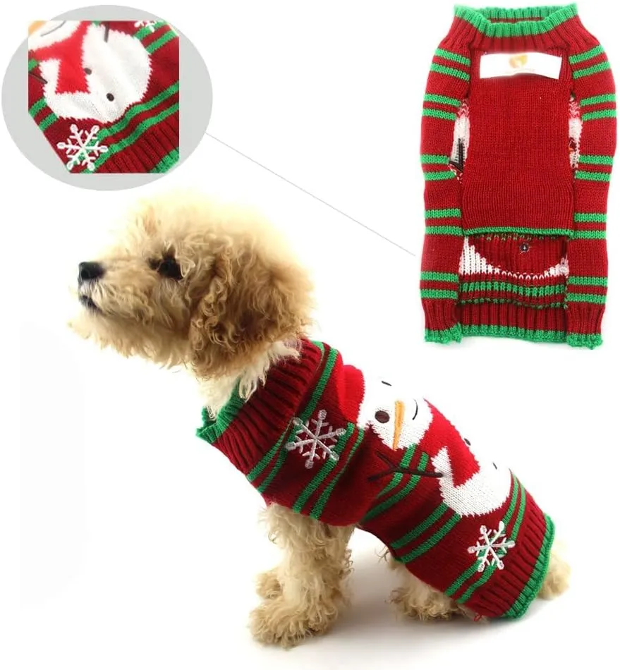 NACOCO Dog Snow Sweaters - Xmas, Holiday & New Year Sweaters for Small Dog and Cat (Snowman, L)