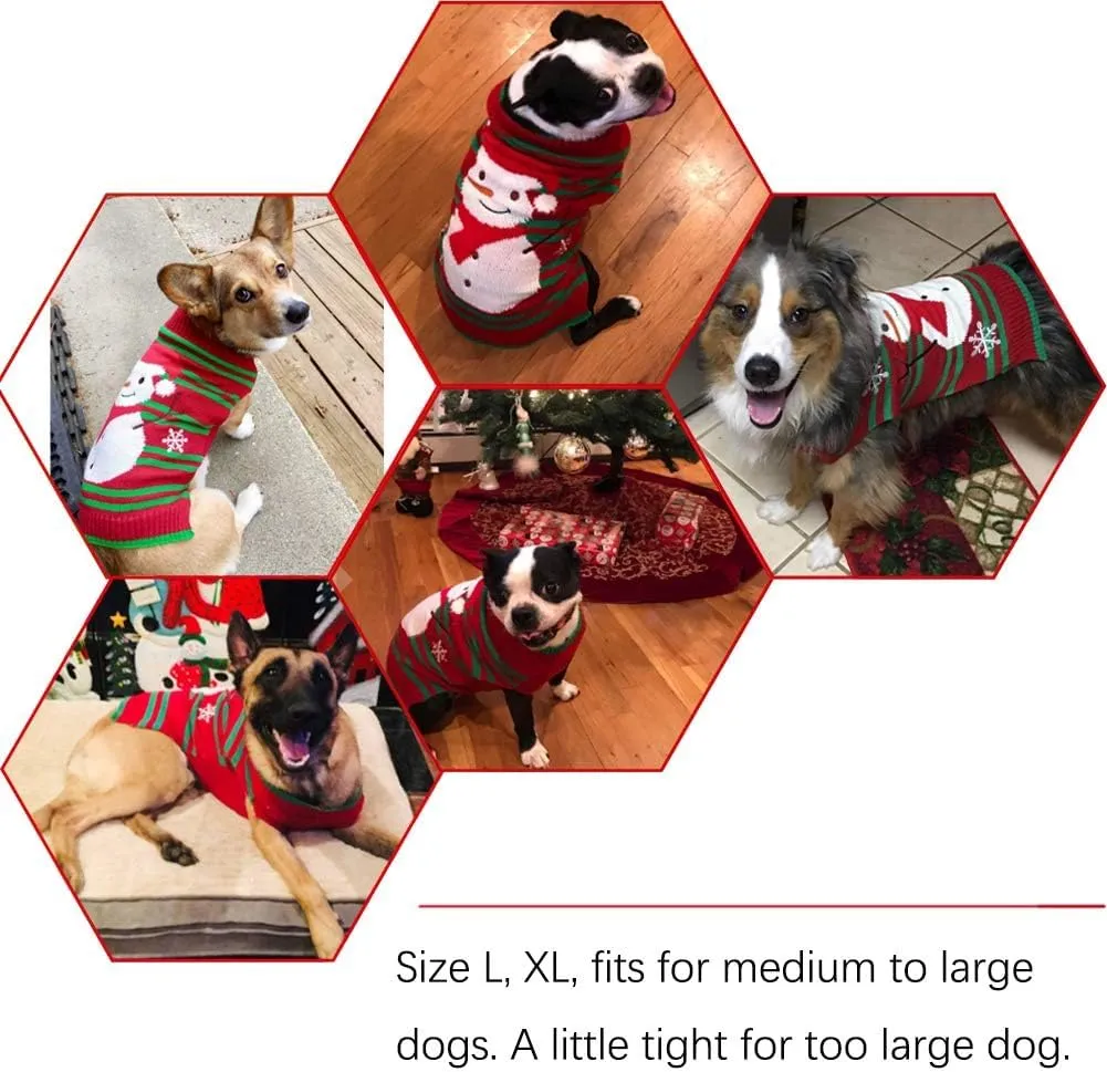 NACOCO Dog Snow Sweaters - Xmas, Holiday & New Year Sweaters for Small Dog and Cat (Snowman, L)