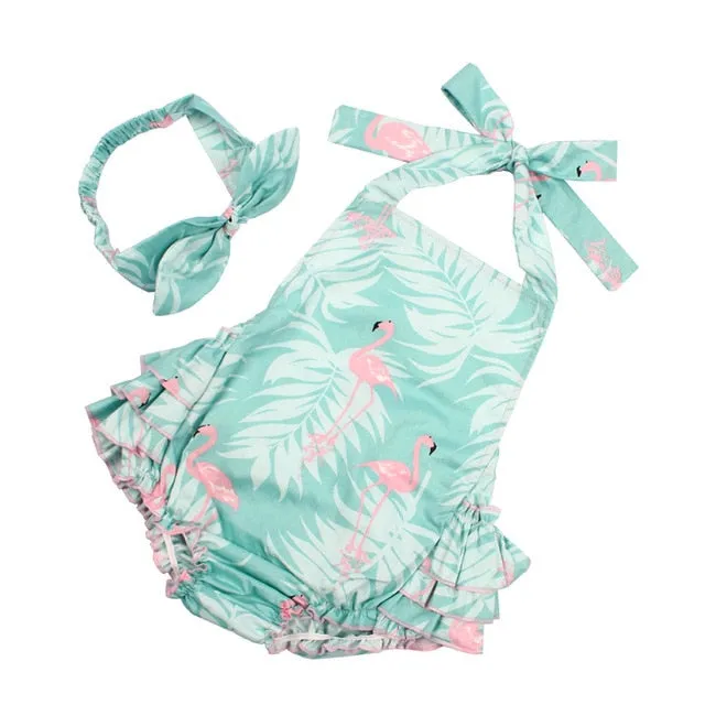 NEW Baby Girl Clothing Lucky Child Cotton Rompers & Headband Set Newborn Photography Props Christmas Gift