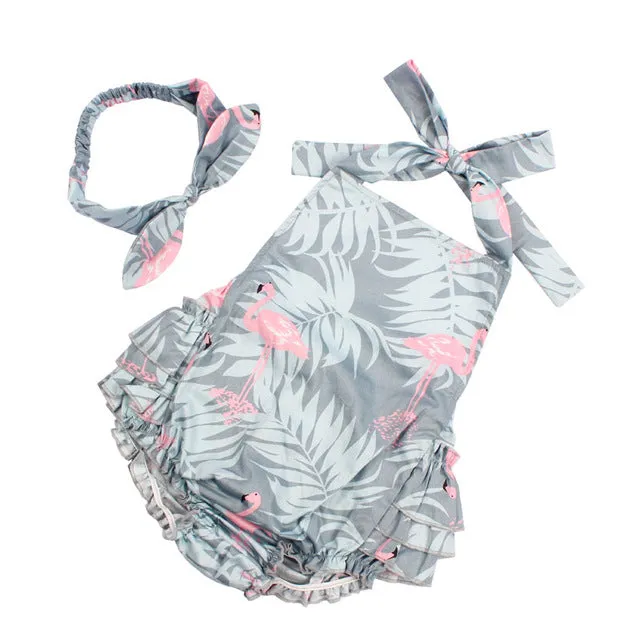 NEW Baby Girl Clothing Lucky Child Cotton Rompers & Headband Set Newborn Photography Props Christmas Gift