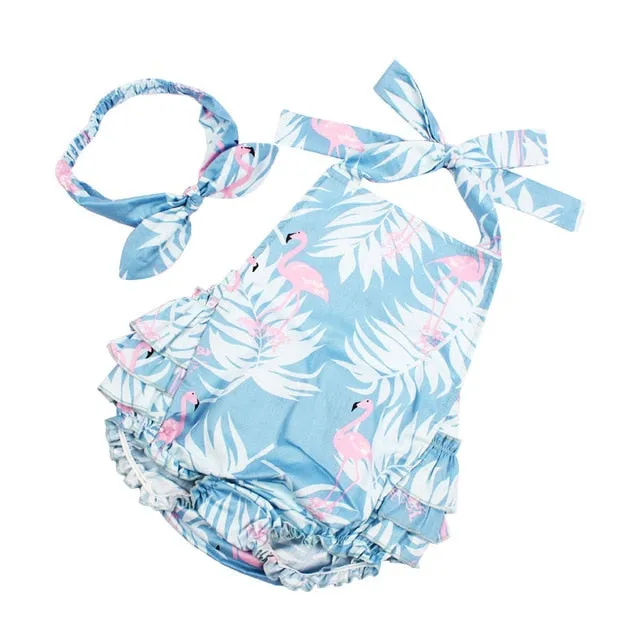 NEW Baby Girl Clothing Lucky Child Cotton Rompers & Headband Set Newborn Photography Props Christmas Gift