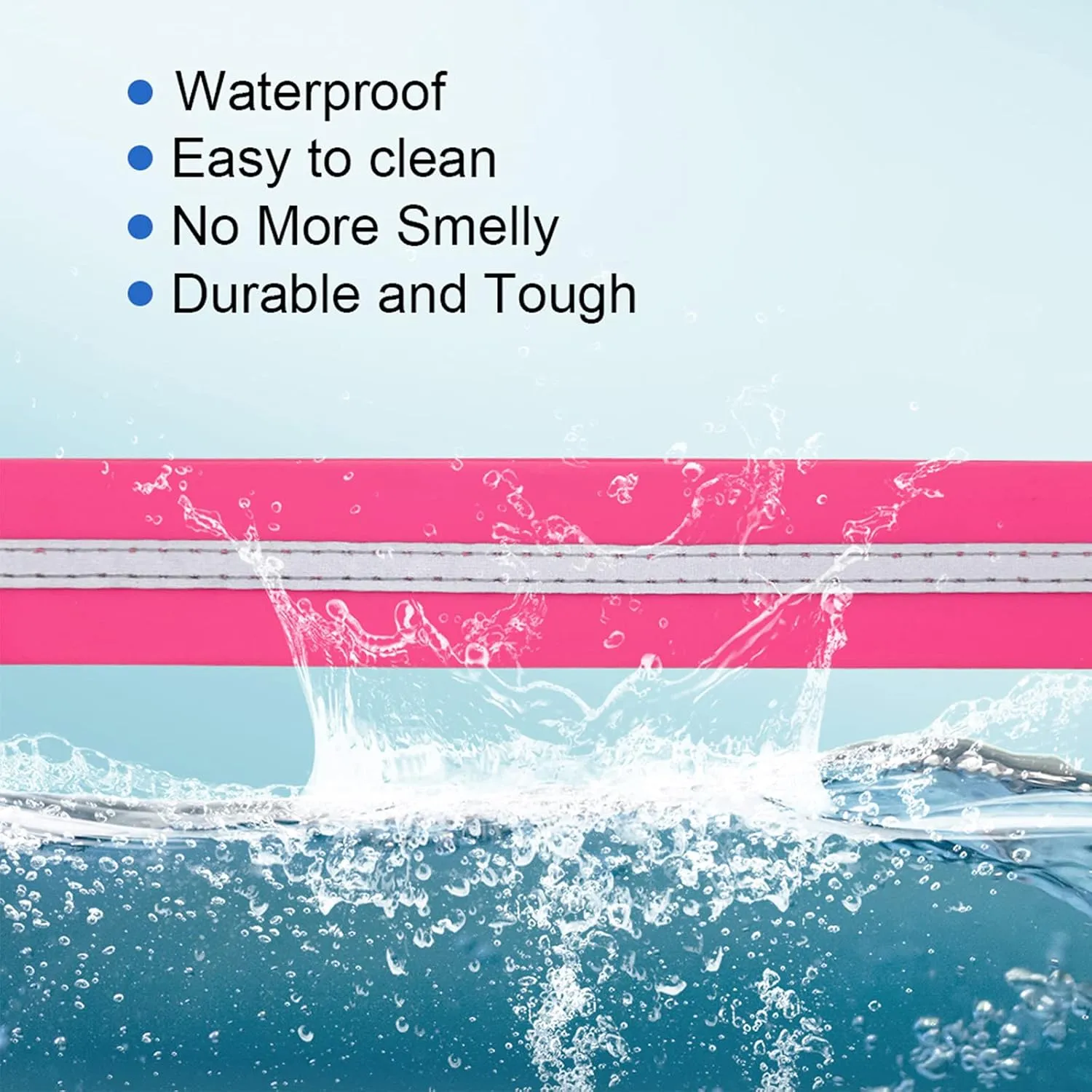 NIMBLE Dog Collar Waterproof Pet Collars Anti-Odor Durable Adjustable PVC & Polyester Soft with Reflective Cloth Stripe Basic Dog Collars S/M/L Sizes (Medium (11.81-18.5inches), Pink)