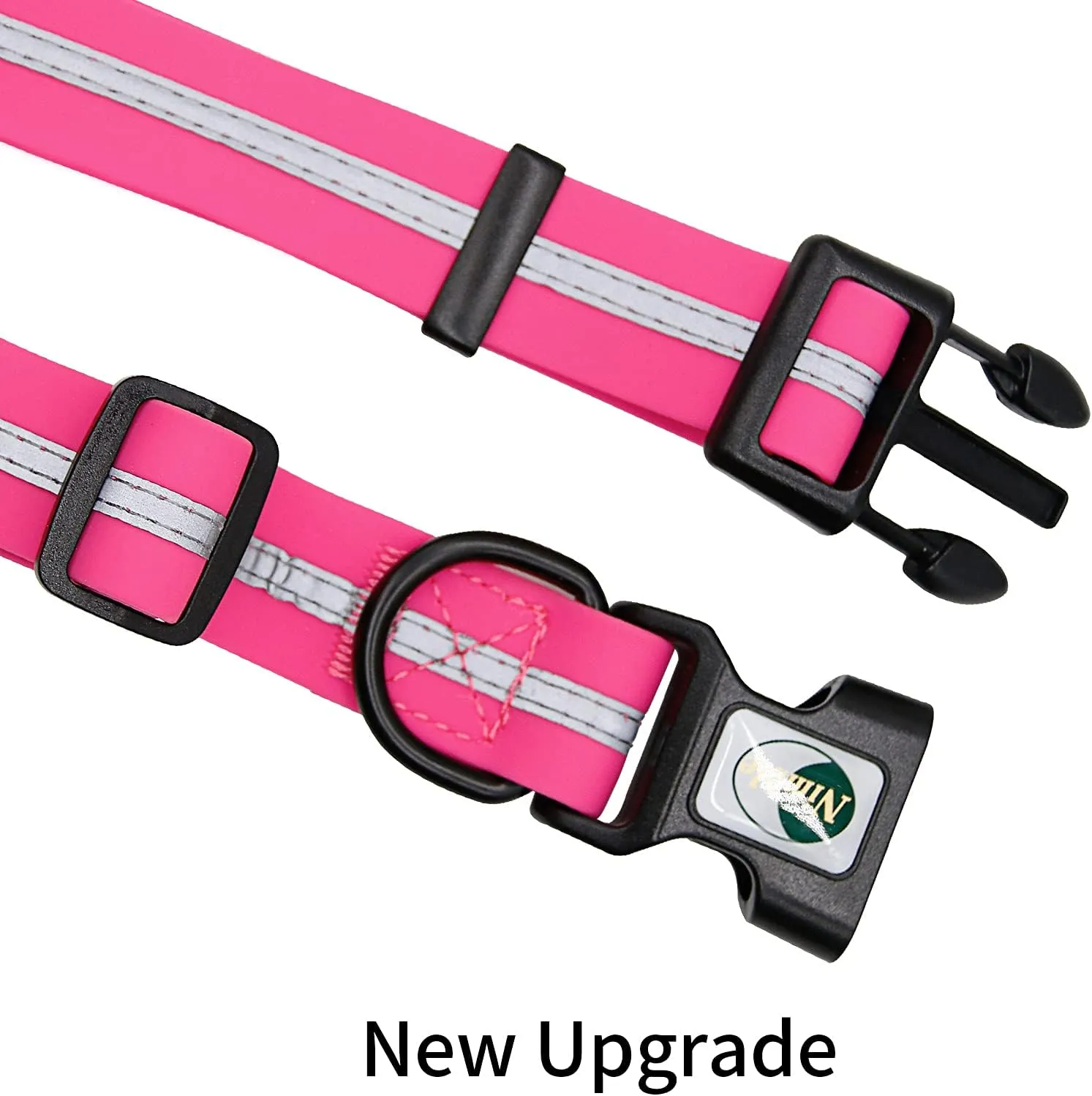 NIMBLE Dog Collar Waterproof Pet Collars Anti-Odor Durable Adjustable PVC & Polyester Soft with Reflective Cloth Stripe Basic Dog Collars S/M/L Sizes (Medium (11.81-18.5inches), Pink)