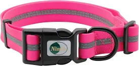 NIMBLE Dog Collar Waterproof Pet Collars Anti-Odor Durable Adjustable PVC & Polyester Soft with Reflective Cloth Stripe Basic Dog Collars S/M/L Sizes (Medium (11.81-18.5inches), Pink)