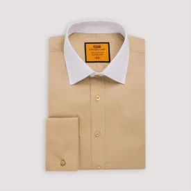 Poplin Dress Shirt | French Cuff | 100% Cotton | Beige