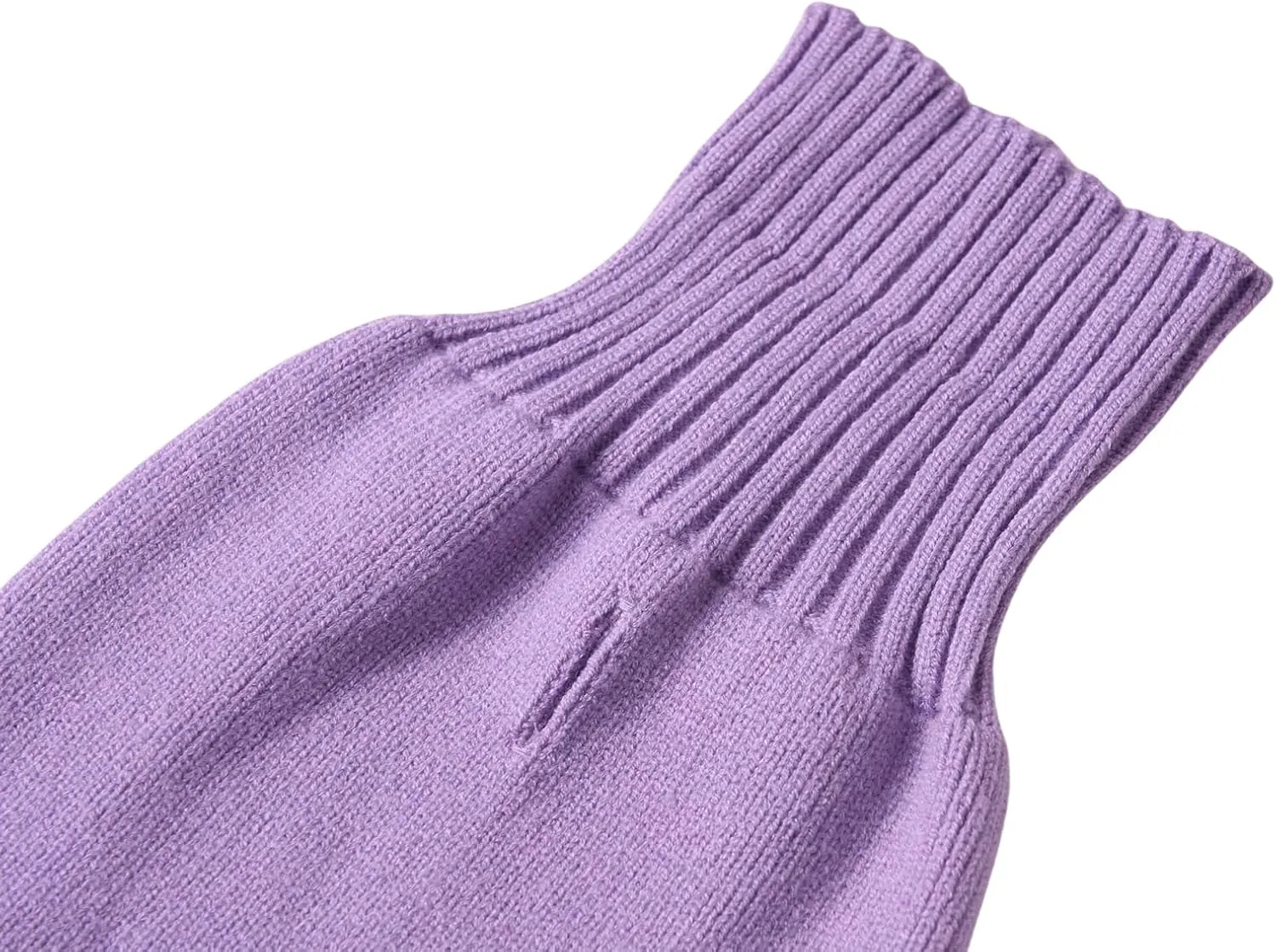 Purple Knitted Dog Sweater Dress, Pink Plaid Dog Winter Clothes Dresses for Small Dogs Girl, Maltese Cat Apparel, X-Small (XS)