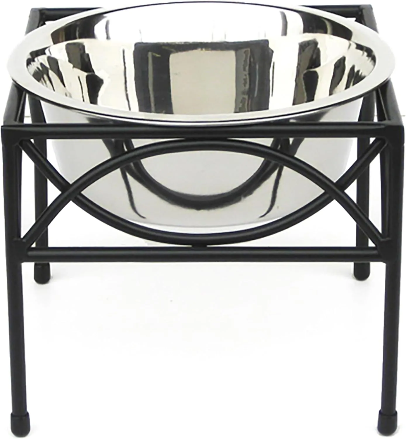 Regal Single Bowl Raised Feeder - Elevated Feeding Station - Metal, Wrought Iron Dog Bowl, Best Single Diner, Pet Bowl for Small, Medium, Large and XL Dogs - NMN Designs (Small - 5"" Tall), Black
