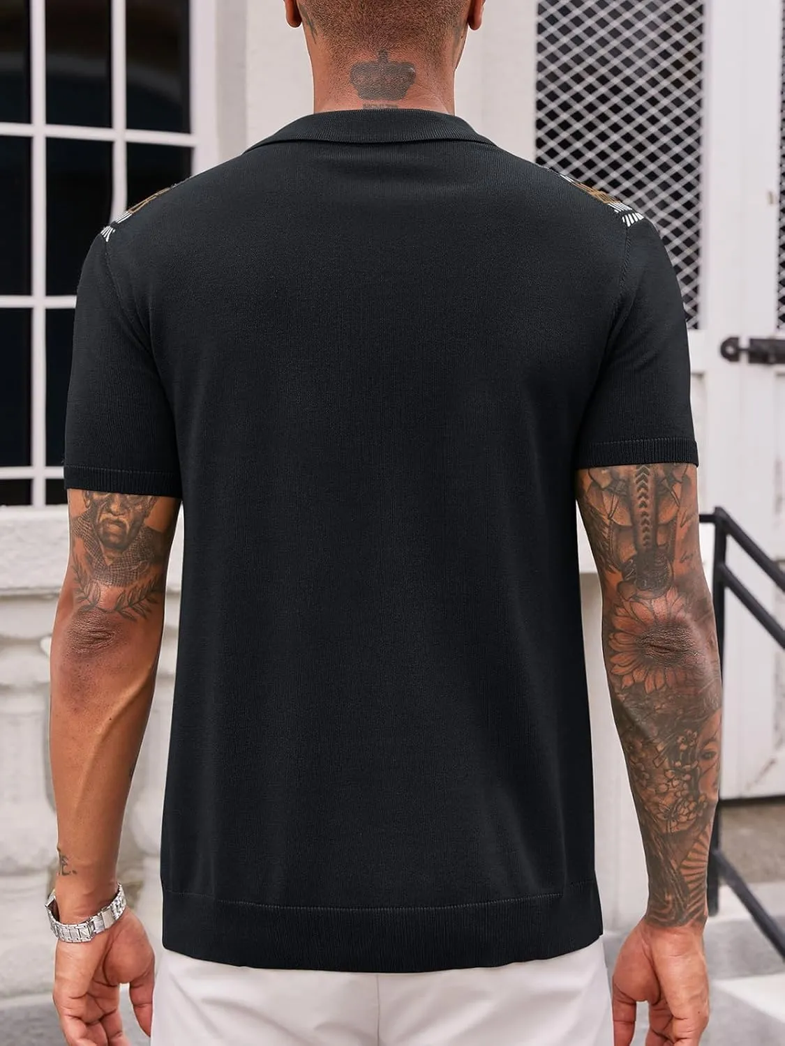 Runcati Mens Knit Polo Shirts Vintage Casual Short Sleeve Shirt Golf Button Down Old Money Sweater
