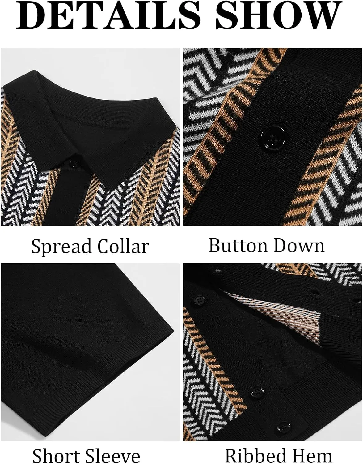 Runcati Mens Knit Polo Shirts Vintage Casual Short Sleeve Shirt Golf Button Down Old Money Sweater