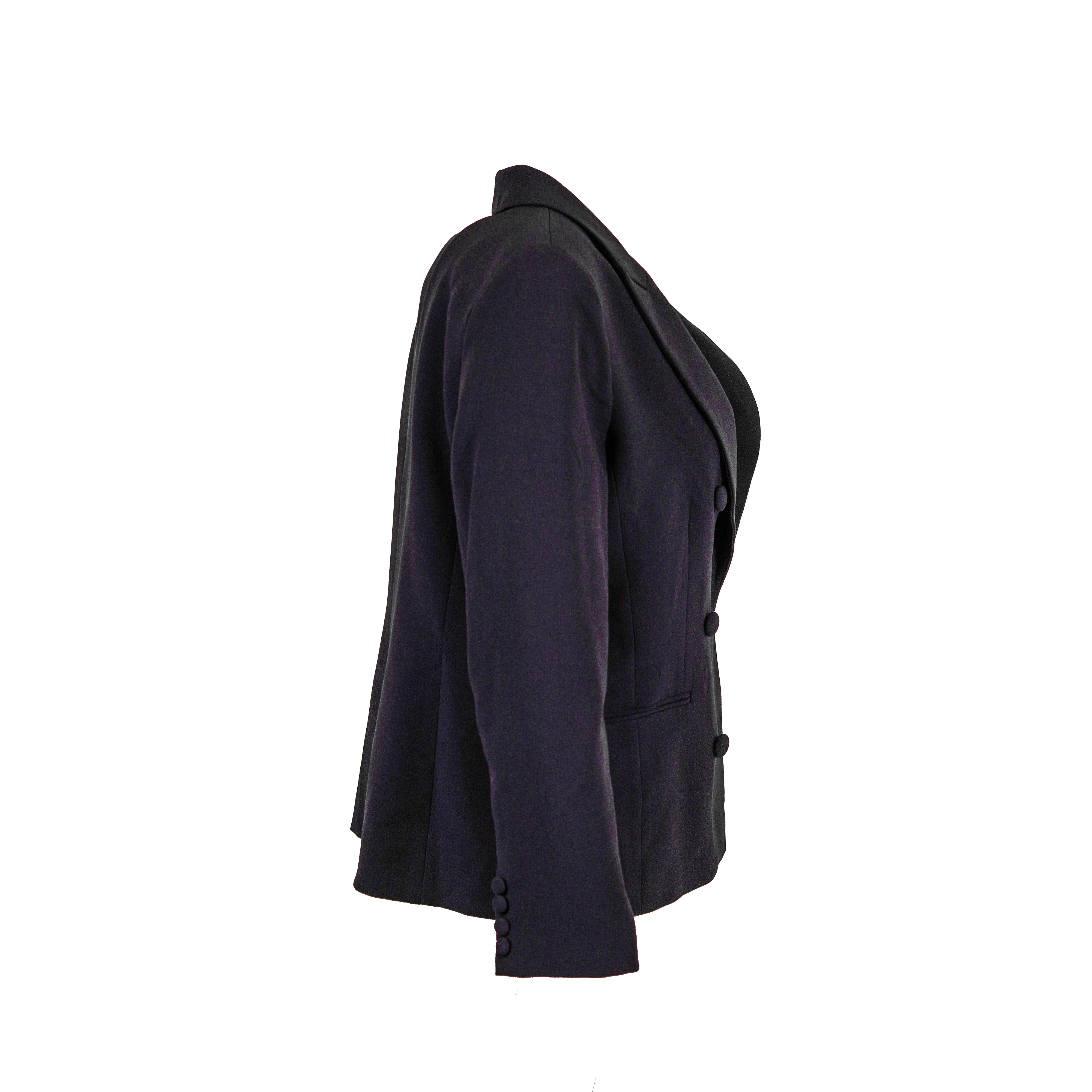 Tahari Women's Petites Double Breasted Kiss Front Blazer Black Size 16P