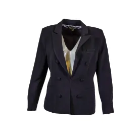 Tahari Women's Petites Double Breasted Kiss Front Blazer Black Size 16P