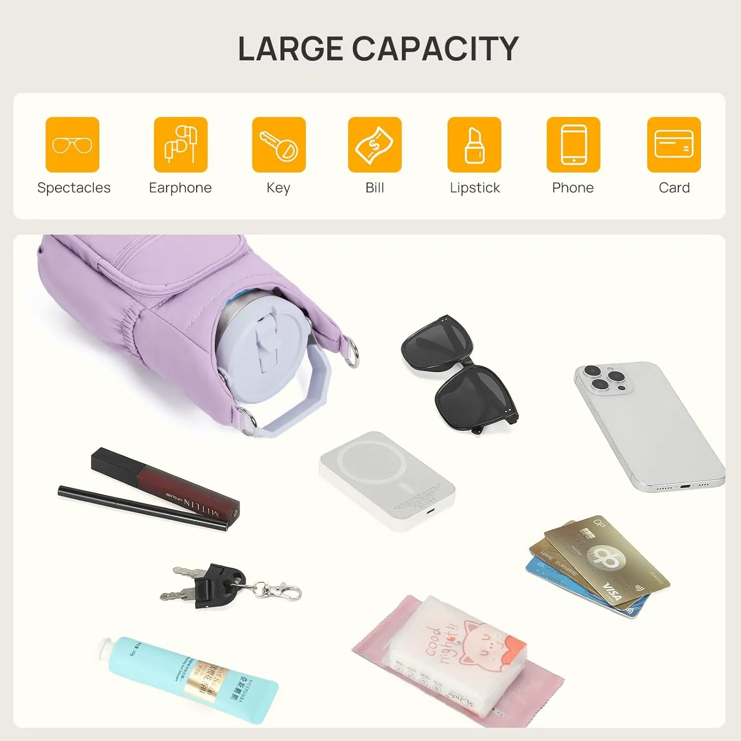 Telena Water Bottle Holder with Strap Crossbody Bags for Women for Walking, Hiking, Cycling