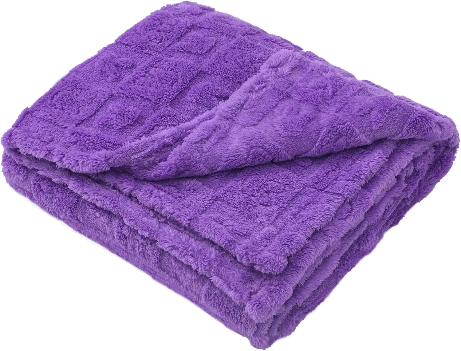 Throw Blankets with 3D Bunny Checkered,Super Soft Cozy Fleece Blankets for Lover Girls Boys Friends Gifts Pets, Lightweight Fuzzy Blanket for Couch Sofa Bed All Season (Purple, 50 * 60)