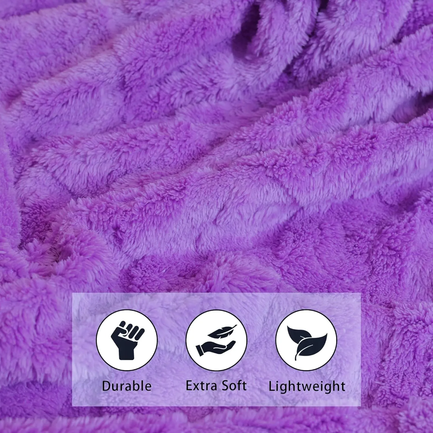 Throw Blankets with 3D Bunny Checkered,Super Soft Cozy Fleece Blankets for Lover Girls Boys Friends Gifts Pets, Lightweight Fuzzy Blanket for Couch Sofa Bed All Season (Purple, 50 * 60)
