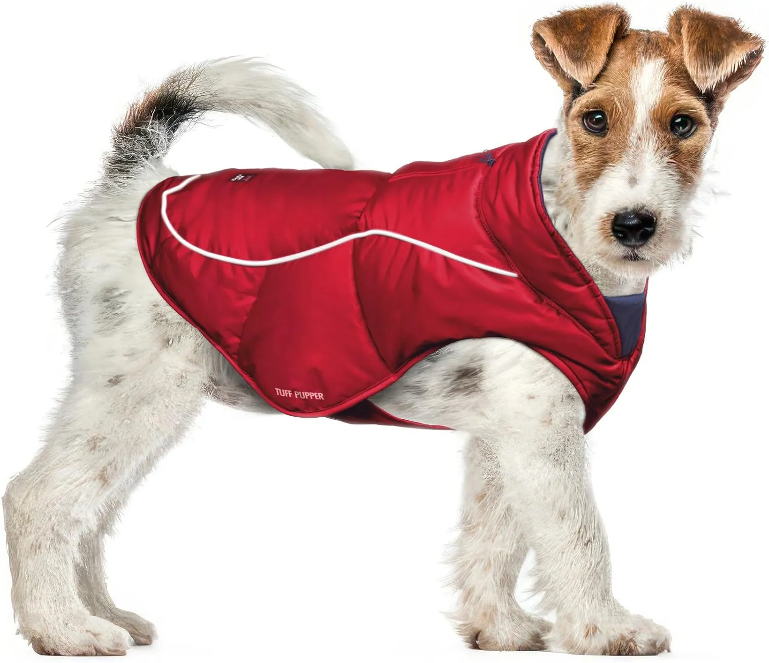 Tuff Pupper Insulated Winter Dog Coat | Waterproof Against Snow & Rain | Premium Padded Cold Weather Jacket | Reflective for Safety | Zipper Opening for Harness | Adjustable Sizing (Red/XS)