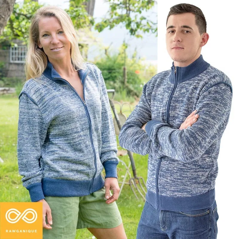 UNION SQUARE Zippered 100% Organic Hemp Knit Cardigan Sweater (Unisex)